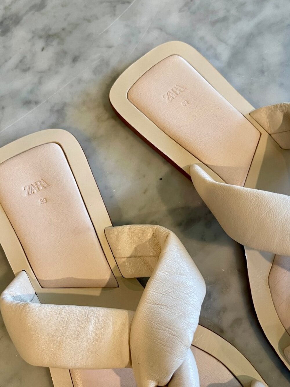 Zara Woven Off-White Leather Flats - Picture 4 of 6